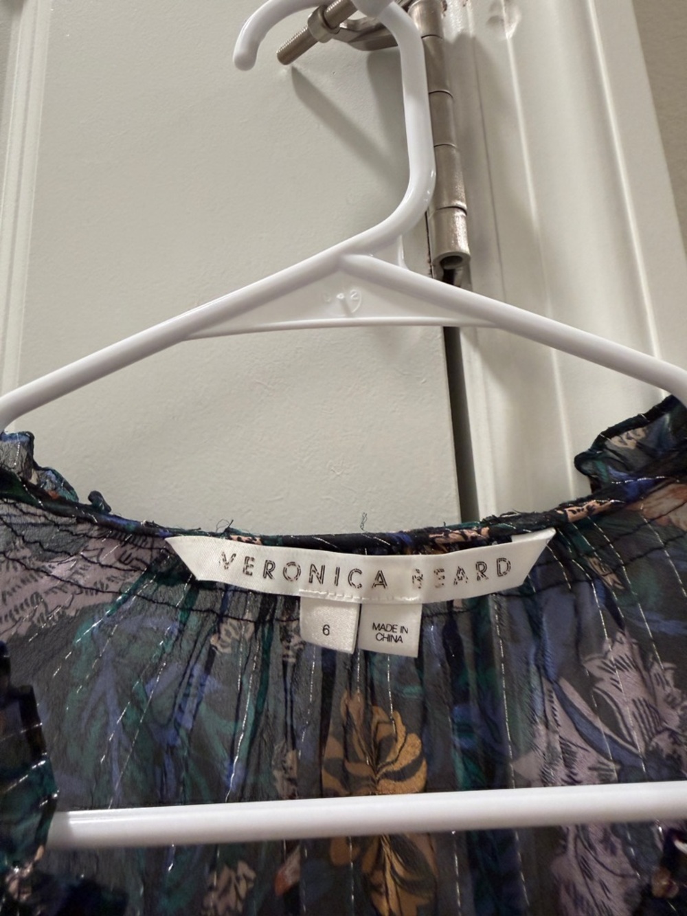 Veronica Beard Abra Floral Print Silk Blouse In Black Multi Size 6 - Picture 4 of 4